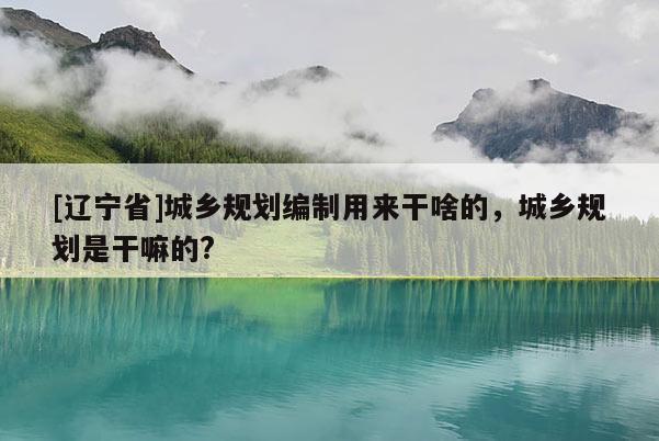 [辽宁省]城乡规划编制用来干啥的，城乡规划是干嘛的?