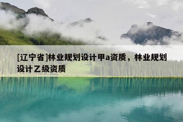 [辽宁省]林业规划设计甲a资质，林业规划设计乙级资质