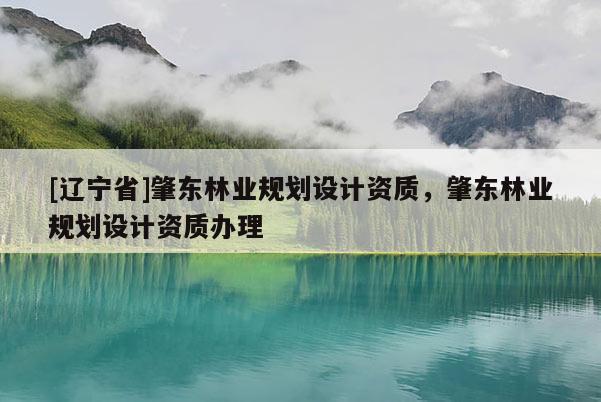 [辽宁省]肇东林业规划设计资质，肇东林业规划设计资质办理