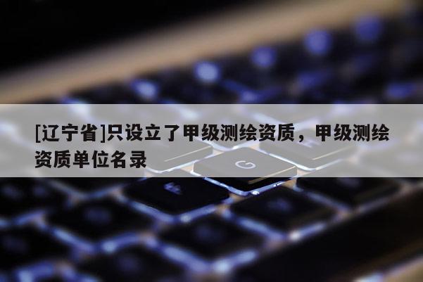 [辽宁省]只设立了甲级测绘资质，甲级测绘资质单位名录