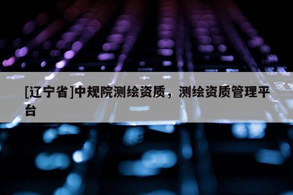 [辽宁省]中规院测绘资质，测绘资质管理平台